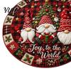 Round Floor Rug 3D Christmas Santa Rug, 24" Area Quilted-Look Non-Slip Holiday Decorative Carpet Mat, Staircase Snowman for Living Room Bedroom Decor