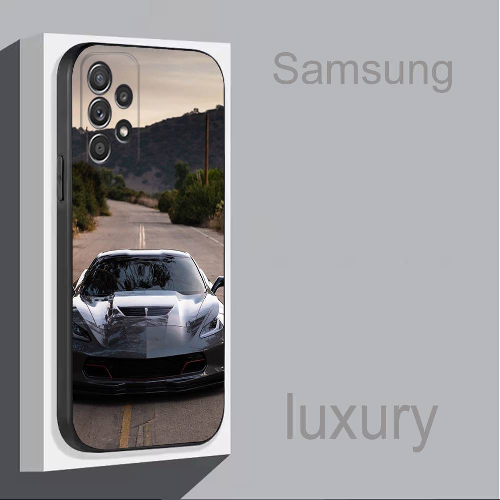 Чехол для телефона Samsung S 25,24,23,22,30,21,10,9,Ultra,Plus,Lite,FE,4,5G, Черный Мягкий Чехол, Машина C-CorvetteS C8 C7 COOL