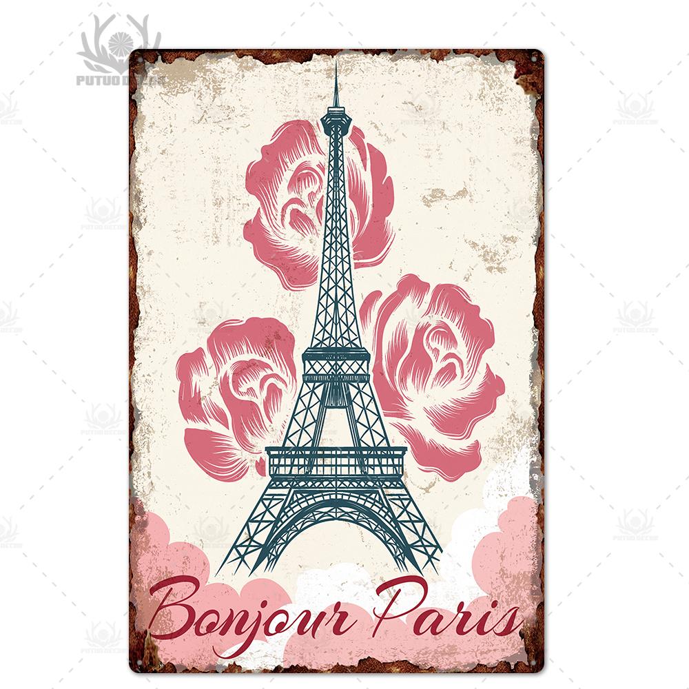 Decor Paris Vintage Tin Sign Plaque Metal Retro British Coffee Bar House Home Living Room Decorative Wall Poster