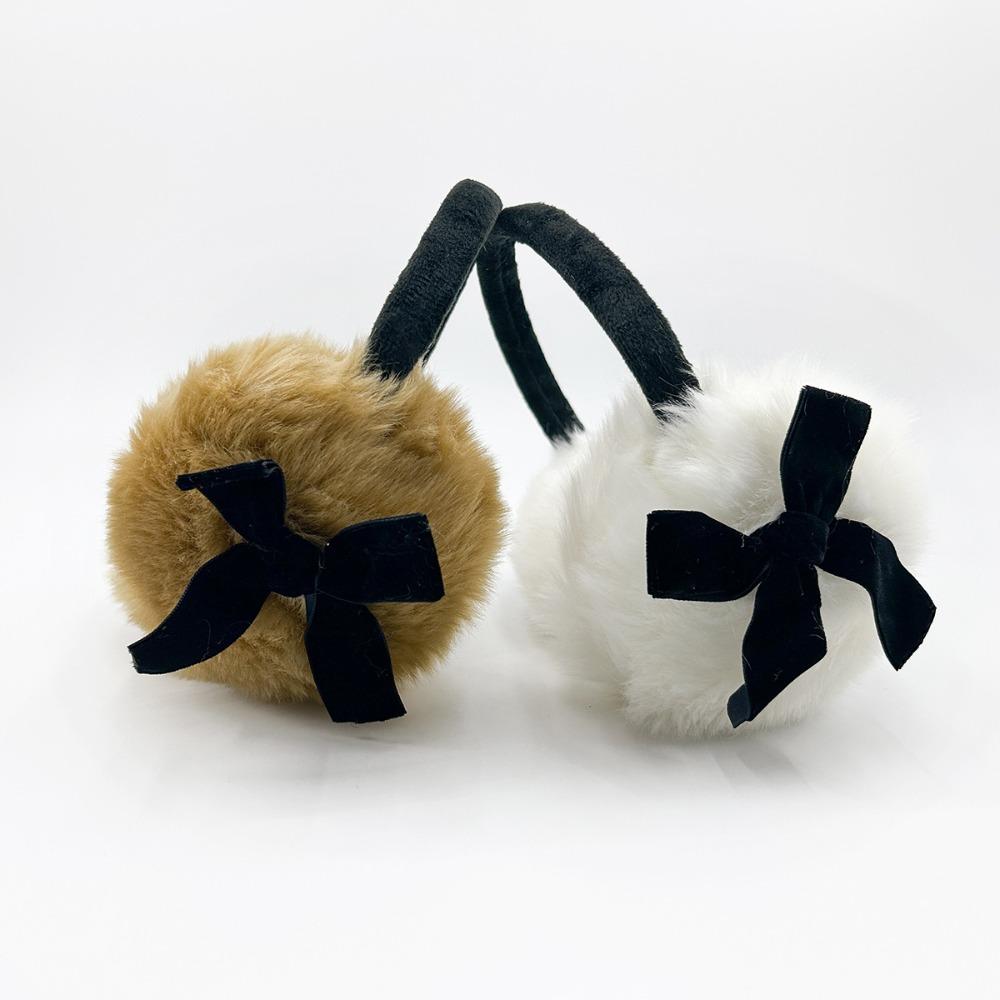 Новые плюшевые наушники из искусственного меха Y2k Сохраняют тепло Зимние наушники с ушками Толстые наушники с бантом Осень