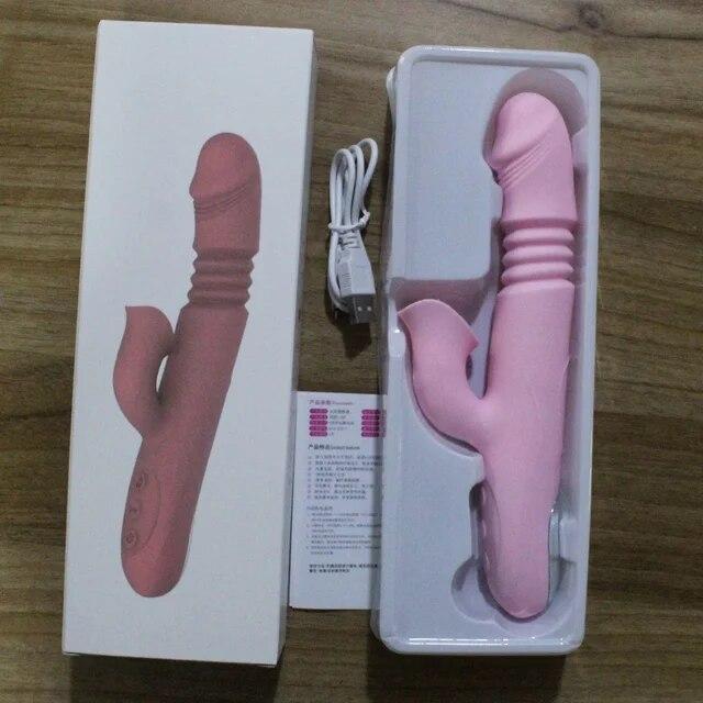 Двойной вибрирующий фаллоимитатор с подогревом, телескопический вращающийся вибратор для женщин, анальный вагинальный стимулятор клитора, секс-игрушки