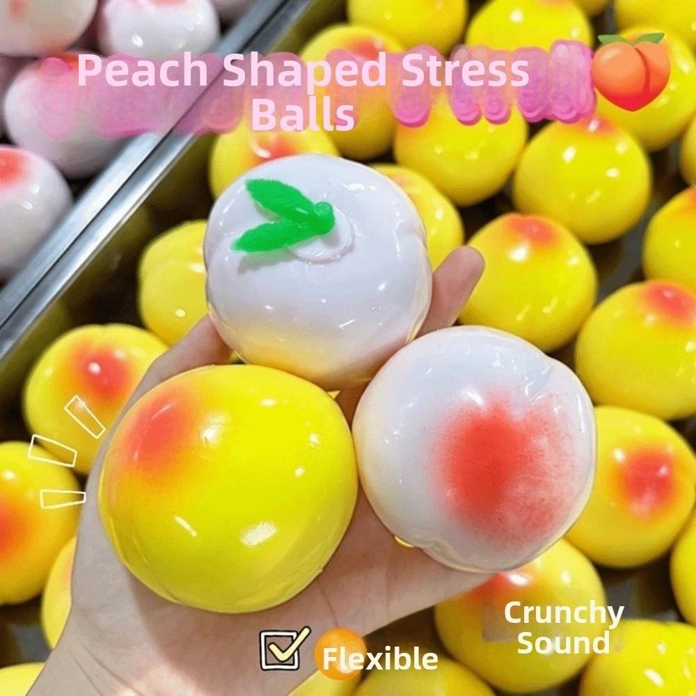 Moldable Crackling Peach Squishy Toy Crunchy TPR Fidget Toy Realistic Fruits Pinch Home Decoration