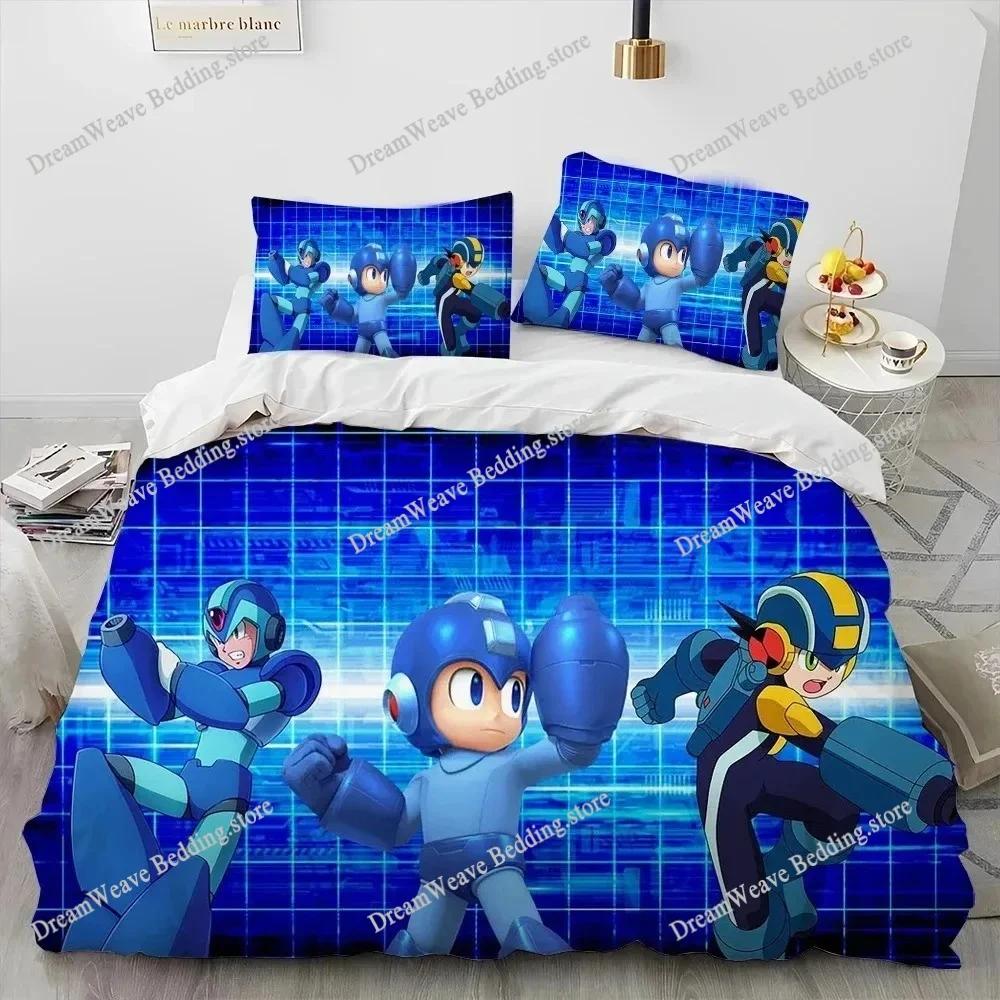 Постельное белье Mega Man X DiVE Односпальное Двуспальное Полный Размер Queen King Размер Комплект Постельного Белья для Взрослых Мальчиков Спальня Комплекты с Пододеяльником 3D Аниме Комплект Постельного Белья