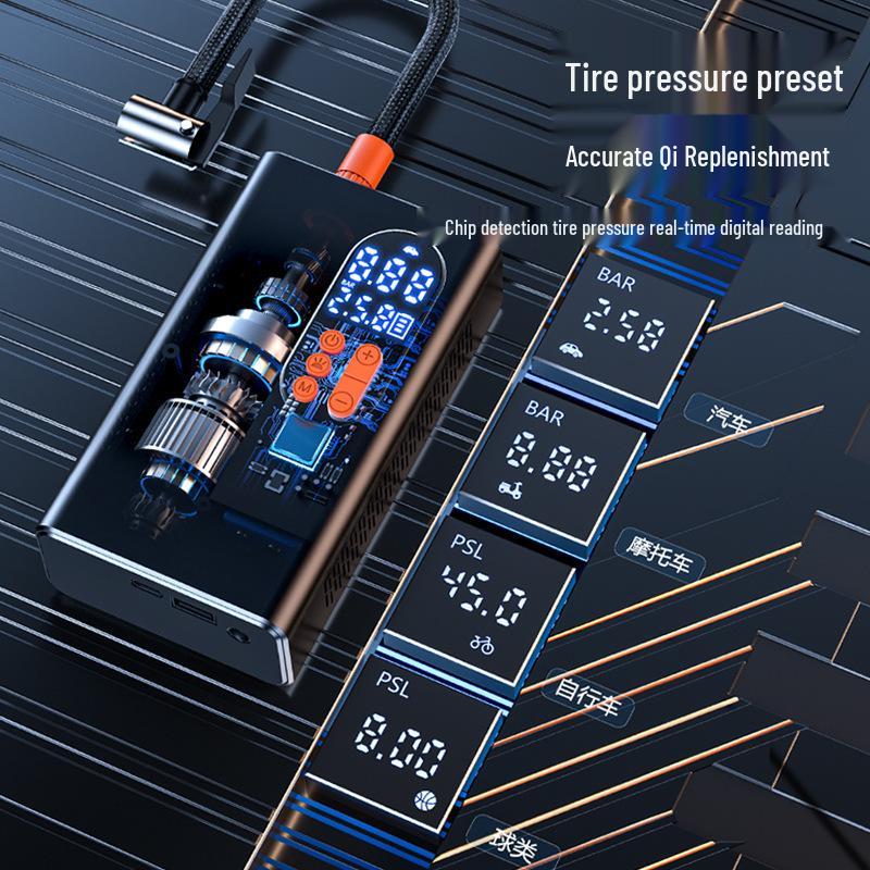 Портативный умный цифровой автомобильный воздушный насос: Компактный ручной насос высокой мощности с цифровым дисплеем