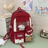 Blocked Fashion Color Letter Pattern Backpack With Compartment Transparent