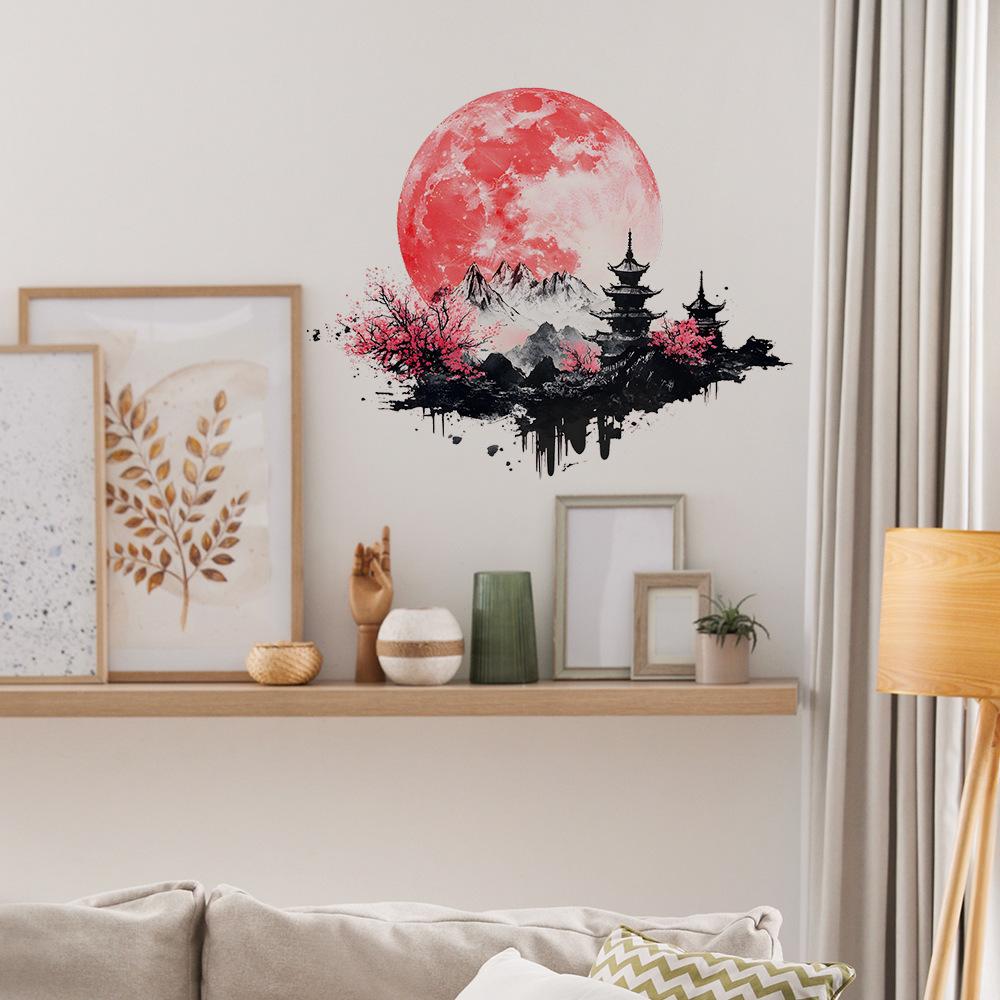 Древний стиль Креативный пейзаж Картина Луна Спальня Гостиная Крыльцо Домашнее украшение Украшение Наклейка на стену