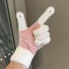 Простые полосатые вязаные плюшевые перчатки в корейском стиле для женщин на зиму, ветрозащитные и теплые, универсальные, для велоспорта на открытом воздухе, без пальцев, с сенсорным экраном