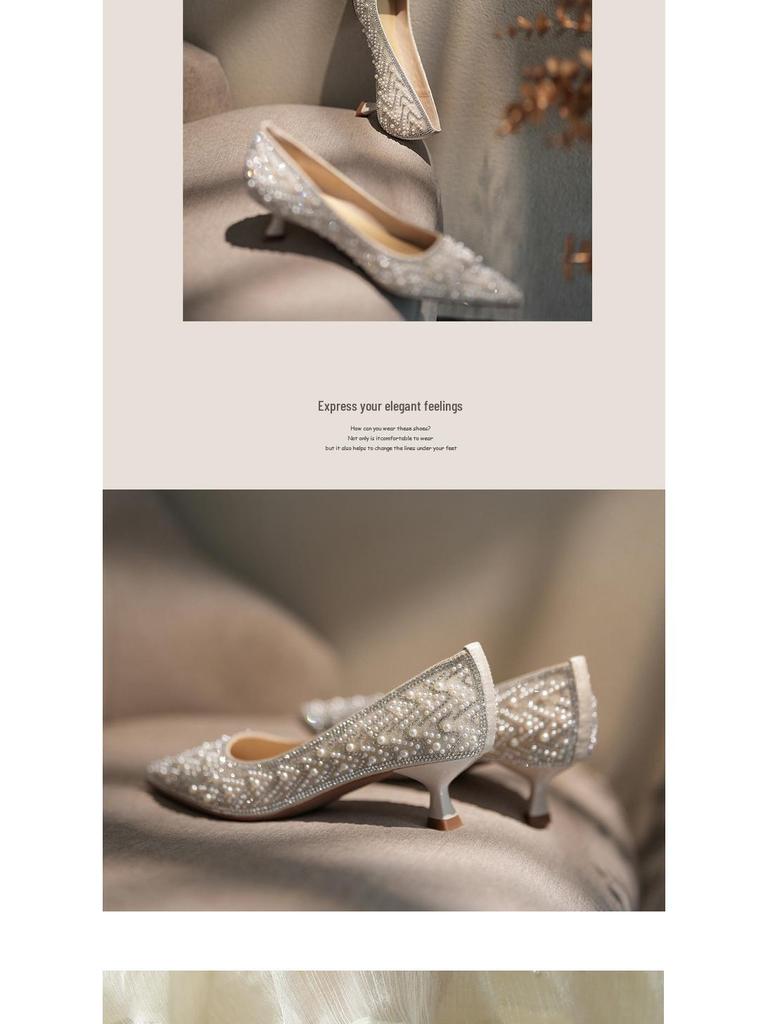 BEIJIANI 1578-23 Rhinestone Pearl High Heel Bridesmaid and Bride Wedding Shoes