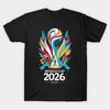 Мужская черная футболка с принтом Чемпионат мира по футболу 2026 Турнир по футболу 2026 Печать на бумаге для трансфера без вырезания Хлопковая футболка