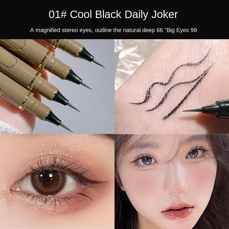 Liquid Eyeliner Quick Dry Waterproof Non-Smudging Long-Lasting Ultra-Thin Precision Eyeliner with Cotton Tip - Perfect for Beginners
