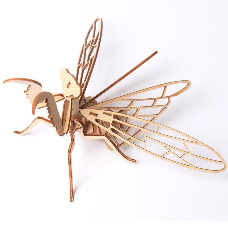 Children's DIY Wooden Puzzle Three-Dimensional 3D Hand Assembled Insect Model Brain Game Toys for Kids Gift
