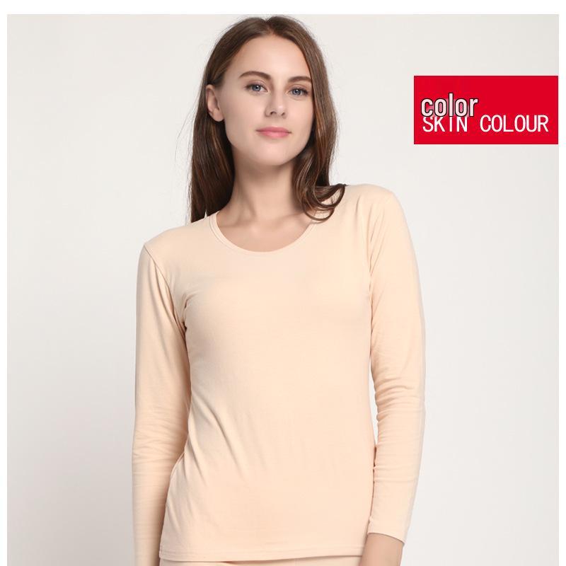 Унисекс Осенне-зимний Теплый Комплект Термобелья - Эластичный Базовый Слой Однотонного Дизайна с Круглым Вырезом для Пар