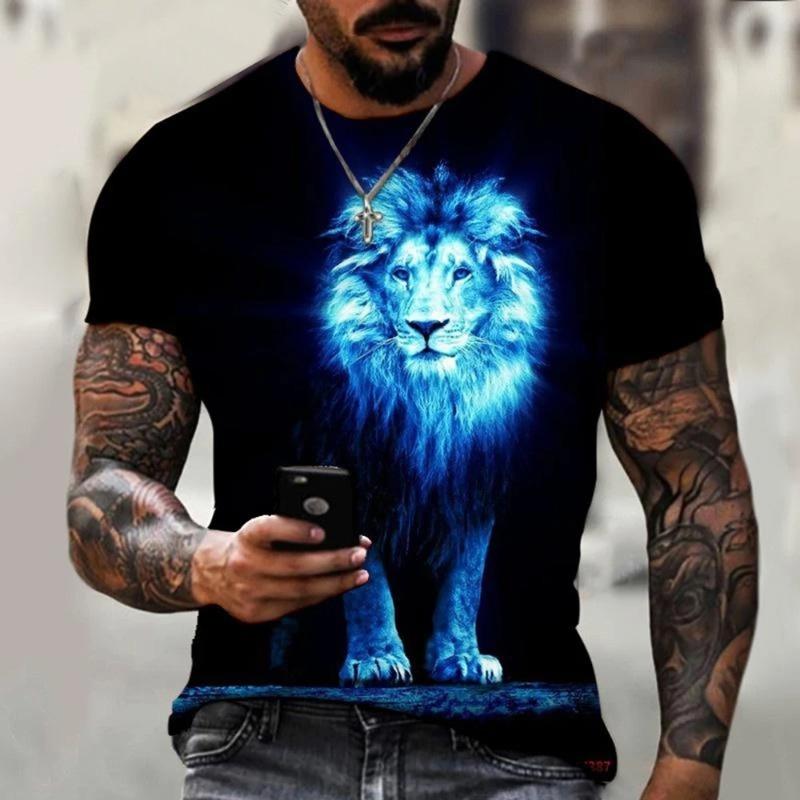 Летняя мода тигр/лев доминирующий 3D принт персонализированная крутая повседневная уличная футболка