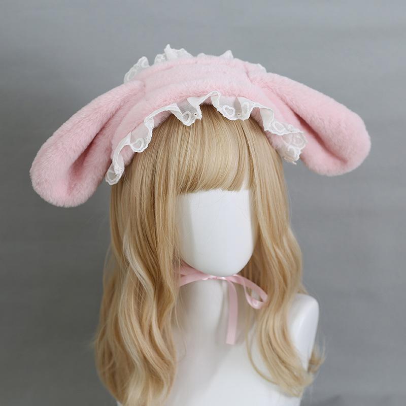 Головной убор в виде ушек в виде животных в стиле Лолиты, плюшевая повязка на голову с ушками кролика, аксессуары для головных уборов