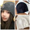 Korean Style Knitted Woolen Hat Elastic Flower Beanie Hat Versatile Winter Warm Hat  Cold Weather