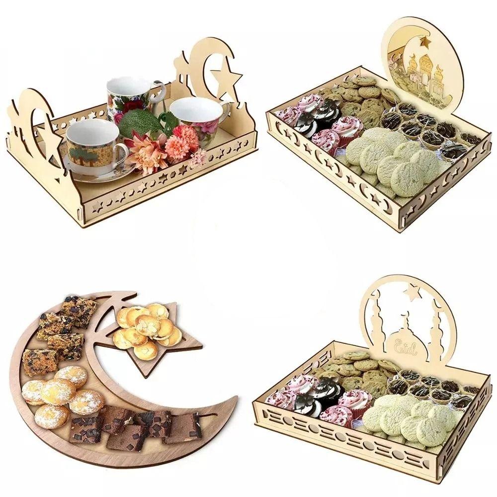 Деревянный EID деревянный поднос Ид Мубарак Рамадан украшения исламский Ид аль-фитр поставки подарки