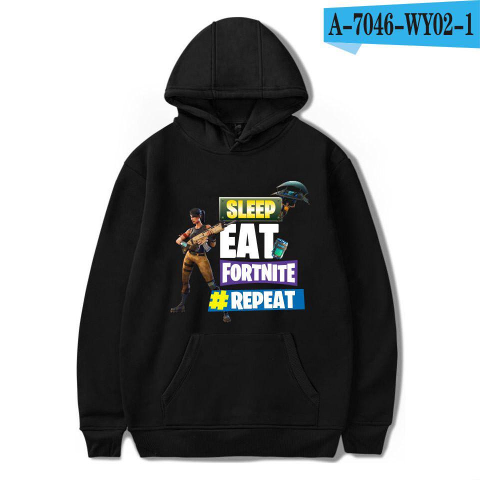 Printed Game Fortnite Sleep Eat Fortnite Repeat Casual Long Sleeve Hoodie Cotton