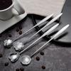 8PCS Stainless Steel Flower Spoon, Long Handle Coffee Tea Stirring Spoon, Decorative Dessert Honey Ice Cream Spoon for Home Kitchen Party Gift
