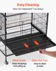 Bird Cage, 930 x 580 x 1510 mm, Flat Top, Wrought Iron Bird Flight Cage with Perches, Slide-Out Tray and Plastic Feeders, for Blue Tit, Cockatiel,