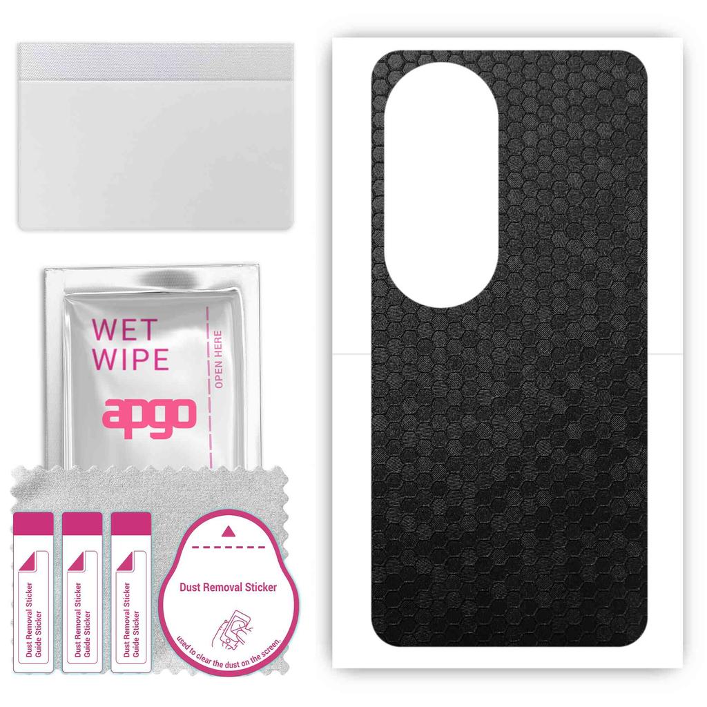apgo Protective Skin Sticker for the Back Compatible with Oppo Reno10 Pro PHV110, Wrap Film, Foil, Vinyl - Pattern Black Honeycomb