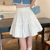 HOUZHOU Mini Skirts Women Kawaii Cute Patchwork High Waist Pleated Skirt Korean Fashion Preppy Style