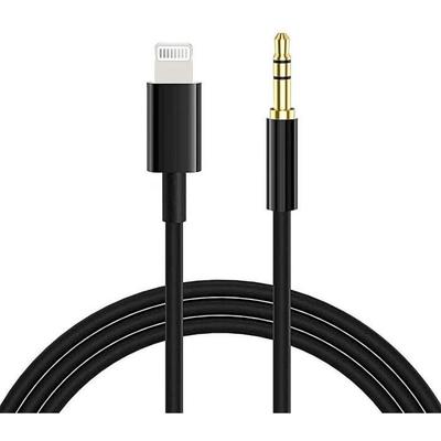 Автомобильный аудиокабель - Совместим с iPhone - 1 м - Разъем 3,5 мм - Разъем Lightning - Черный