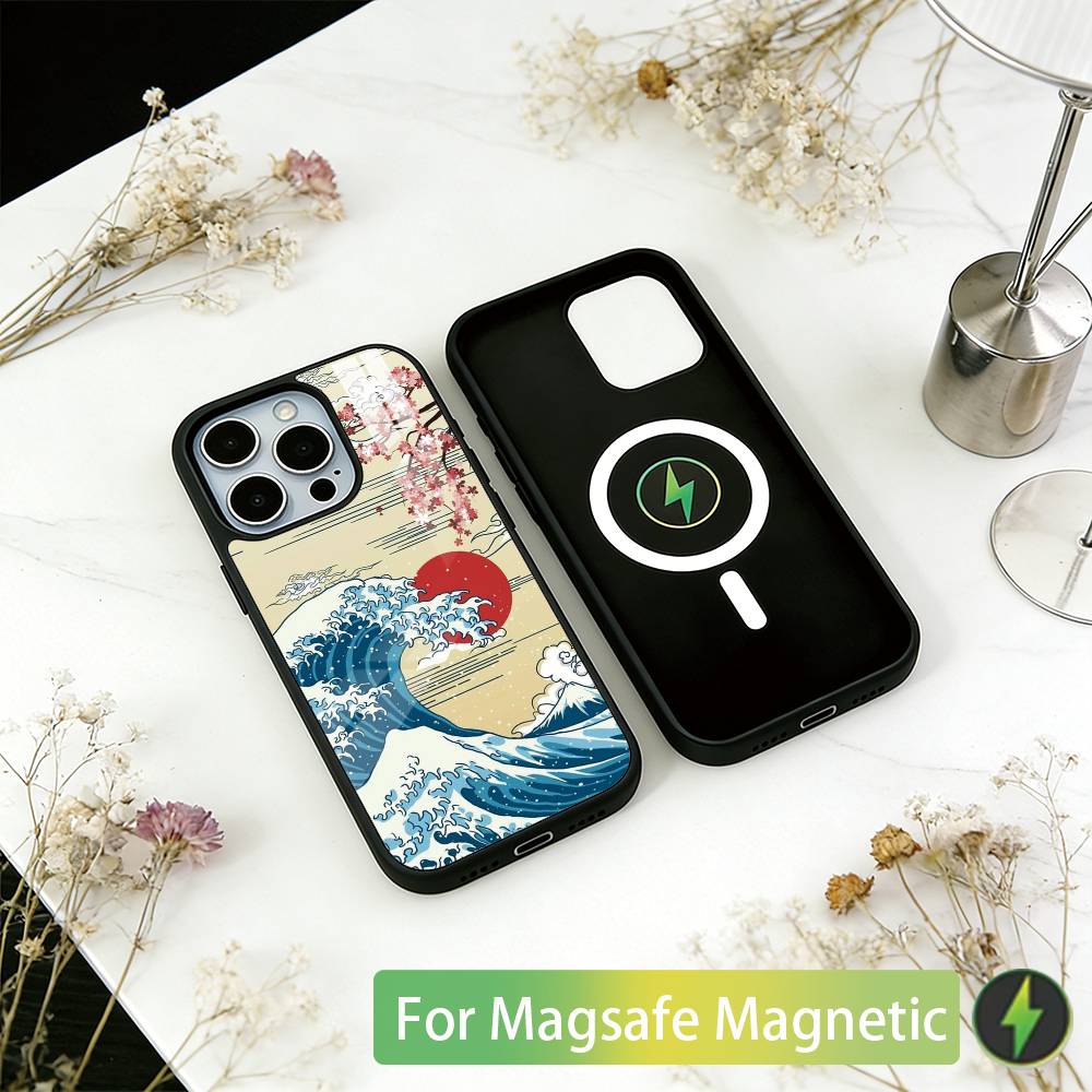 The Great Wave Off Kanagawa Phone Case For iPhone17,16,15,14,13,12,11 Plus,Pro Magnetic with Magsafe Wireless Charging