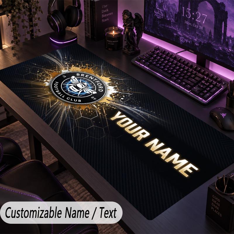 Custom Text Big Mousepad, Extended Desk Pad For Laptop Work GameBrentford Football