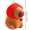 Strawberry Hat Capybara Plush Toy Simulation Turtle Backpack Capibara Stuffed Animals Papa Hand Circle Ring Small Size Pendant