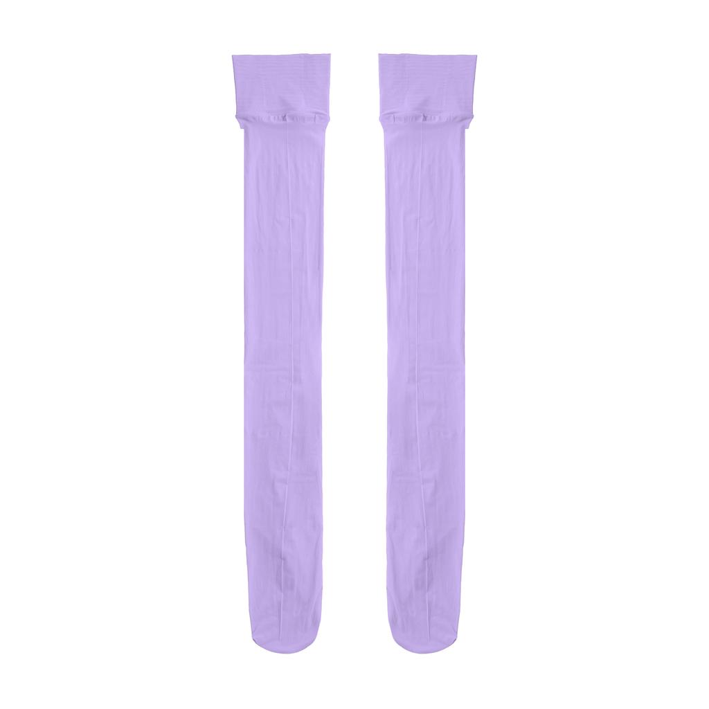 Men Glossy See-through Stockings Thin Shiny Solid Color Stretchy Sheer Thigh High Socks