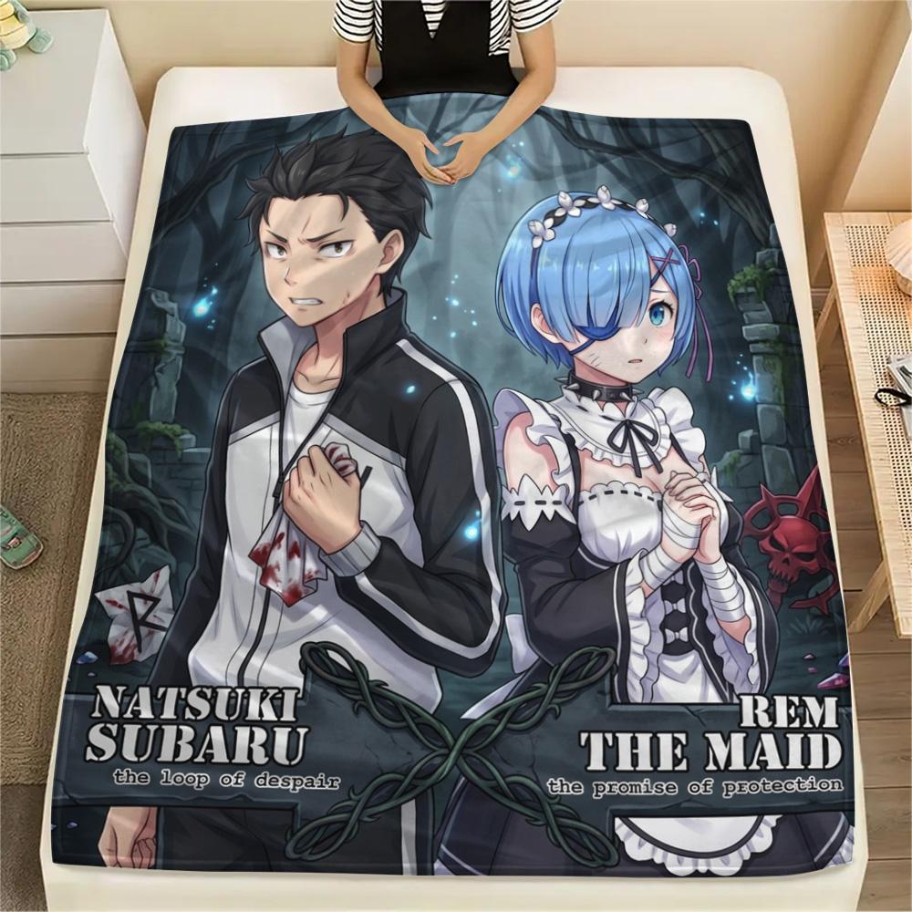 1PC Re Zero Patterned Flannel Blanket Suitable For All Seasons For Home Decor Warmth And Comfort Gifts Holiday Present