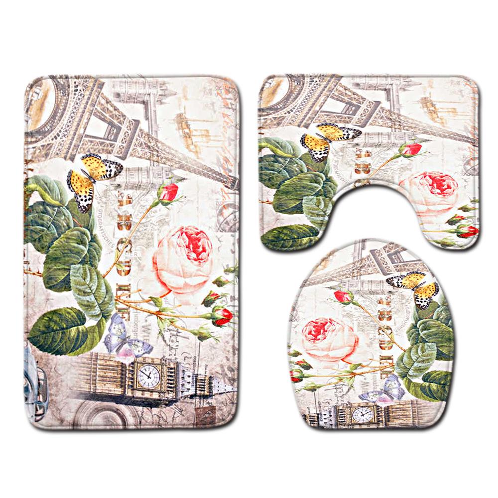Bathroom Floor Mat Bathroom Mat Toilet Three-Piece Set