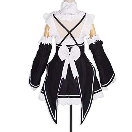 milky time ReZero Rem Maid Costume with Wig, Size L, Color Rem (Maid)