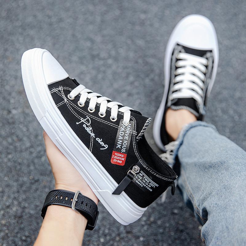 Весна 2025 года, новые мужские парусиновые туфли, модные уличные дышащие туфли для скейтбординга, мужская тканевая обувь, спортивная корейская версия, повседневная обувь