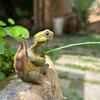 Fishing Turtle Statue Resin Figurine Animal Sculpture Garden Decor Lifelike Design Outdoor Ornament