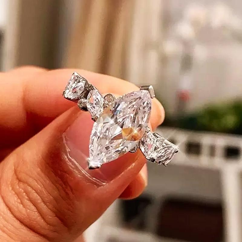 CAOSHI Стильные Кольца для Предложения Руки и Сердца Женские Аксессуары Подчеркивающие Характер с Блестящими Фианитами Модные Женские Обручальные Кольца Ювелирные Изделия