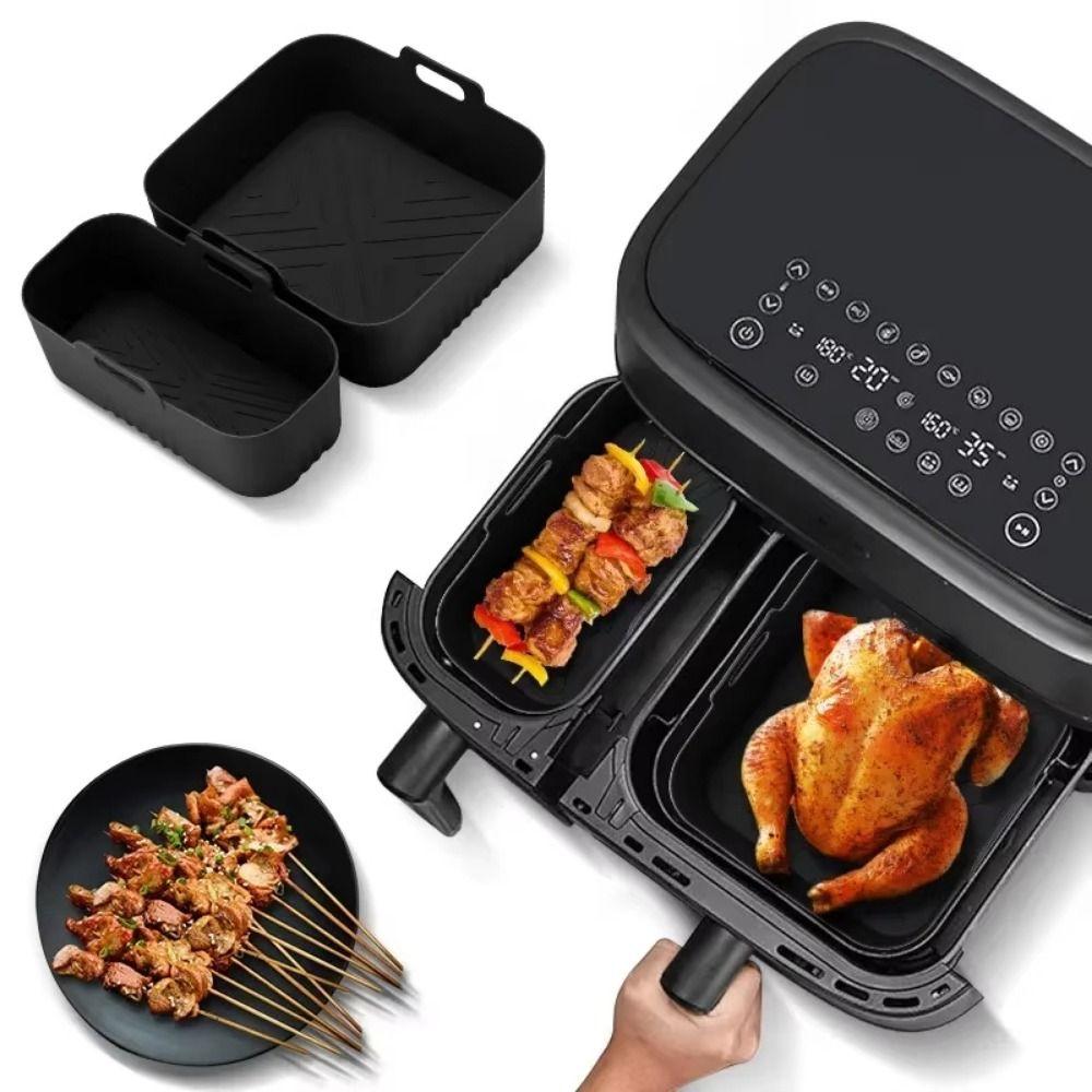 Reusable Dual Basket Baking Tray 6L/3L Air Fryer Silicone Pot Air Fryer Basket Splash Guard Tool