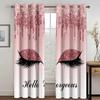 Pink Blue Yellow Eyelash Eyes Thin Shading Curtain for Living Room 2Pieces Kids Bedroom Children WindowsBathroom Decor Hooks