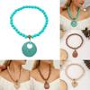 Beaded Wooden Summer Necklace Women Stretch Chain Geometric Pendant Decoration