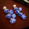 Lace Flower Fringed Gradient Silver Needle Earrings