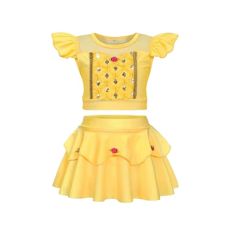 Girls Princess Theme Swimsuit Set for Summer Beachwear Pool Party Kids Jasmine Anna Elsa Rapunzel Belle Swimwear Bathing Suit