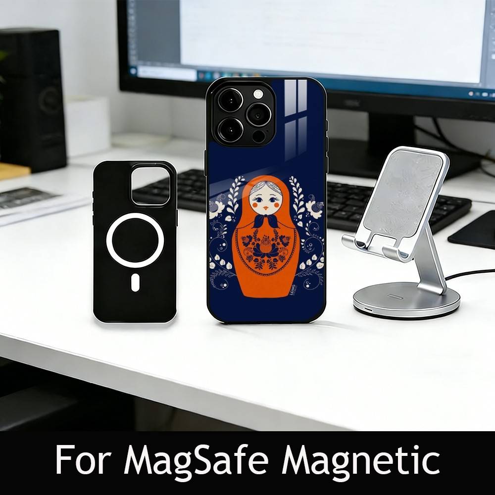 Adorable Russian Folk Art Doll Phone Case For iPhone17,16,15,14,13,12,11 Plus,Pro Magnetic For Magsafe Wireless Charging