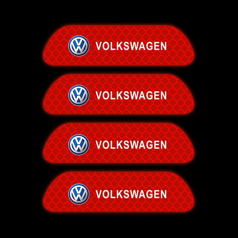 VW 4PCS Car Door Sticker Safety Warning Reflective Mark For VW Volkswagen Passat POLO Tiguan Golf Jetta