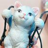 Resin Cat Pendant Swinging Kitten Hanging Figurine Car Rearview Mirror Decoration with Adjustable Lanyard Gift for Cat Lovers