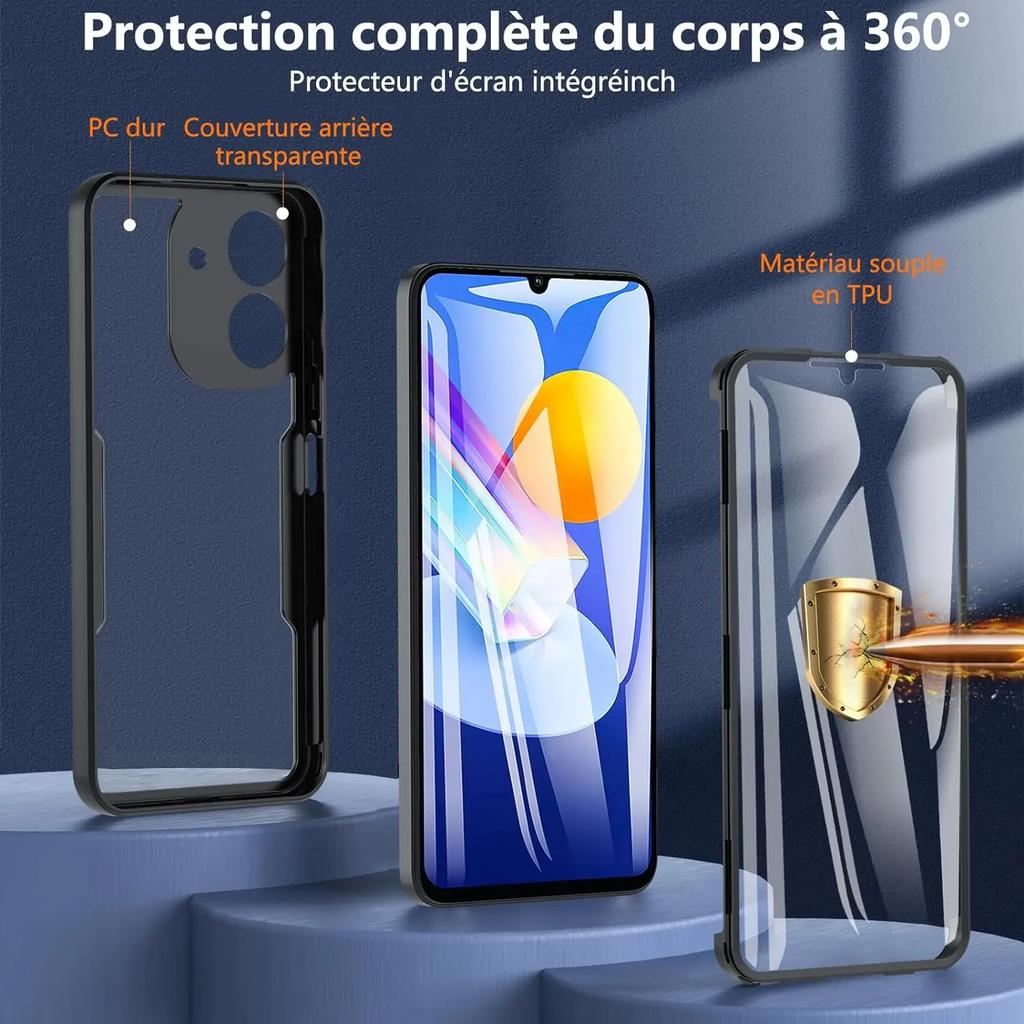 360 Полная защита корпуса Двусторонняя защитная пленка для экрана Чехол для телефона Redmi 13C 12C 10C 9 9A 9C Note 13 Pro 5G 12 11S 10 9 Противоударный чехол для телефона
