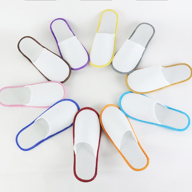 1 Pair Disposable High Quality Closed Toe Non-slip Hotel Slippers White Disposable Hotel Bathroom Slippers Unisex Spa Slippers
