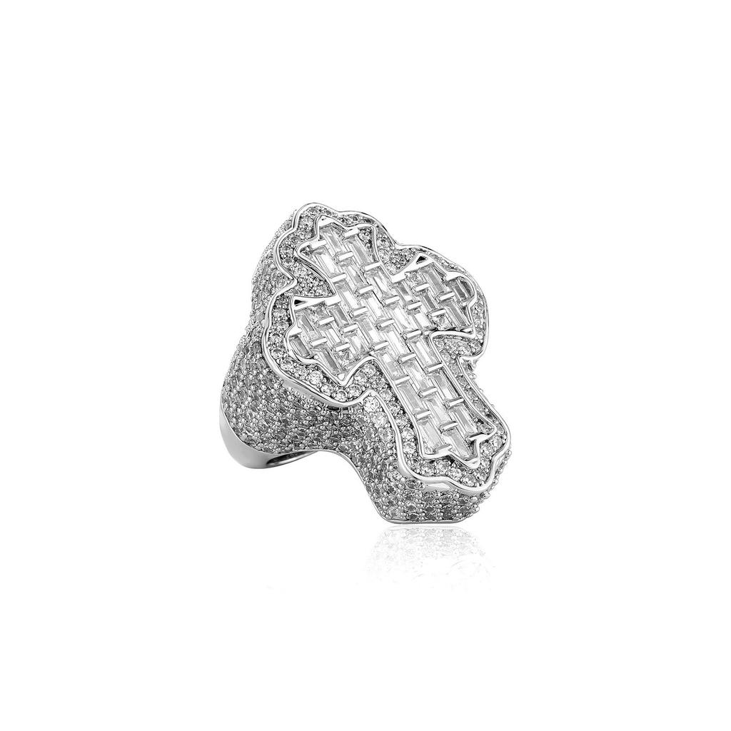 Hip-hop retro ring T cubic zirconia personality cross men's trendy ring
