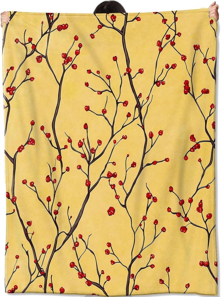 1PC Boho Cute Cat Flower pattern Throw Thin Fashion Blanket Pop arts Gifts for Couch Bed Car Home for Flowers Leaf Lovers all season use