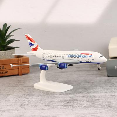 20 см Металлический сплав Великобритания Авиакомпания British Airways Airbus 380 A380 Авиалайнер Самолет Самолет С шасси Модель Литая модель Самолета