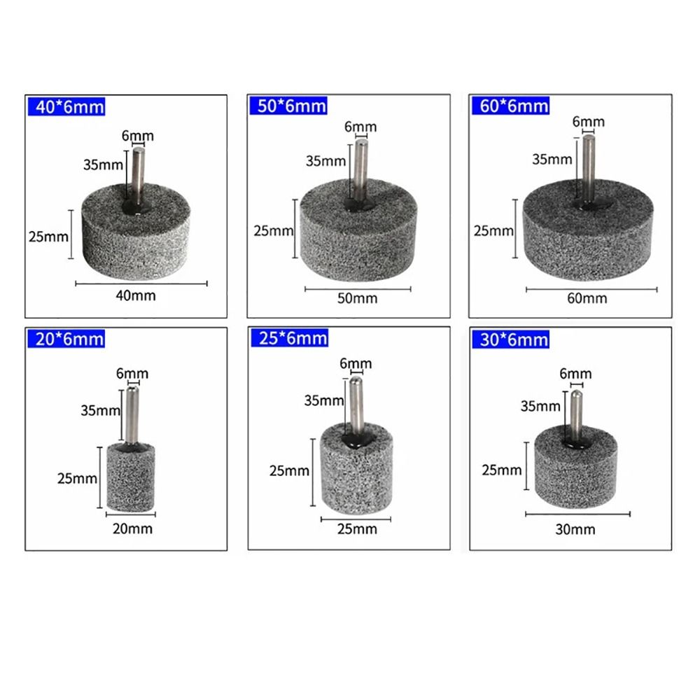 5Pcs 6mm 1/4" Shank Polishing Wheel 20/25/30/40/50mm Sharpening Head Durable Grinding Head